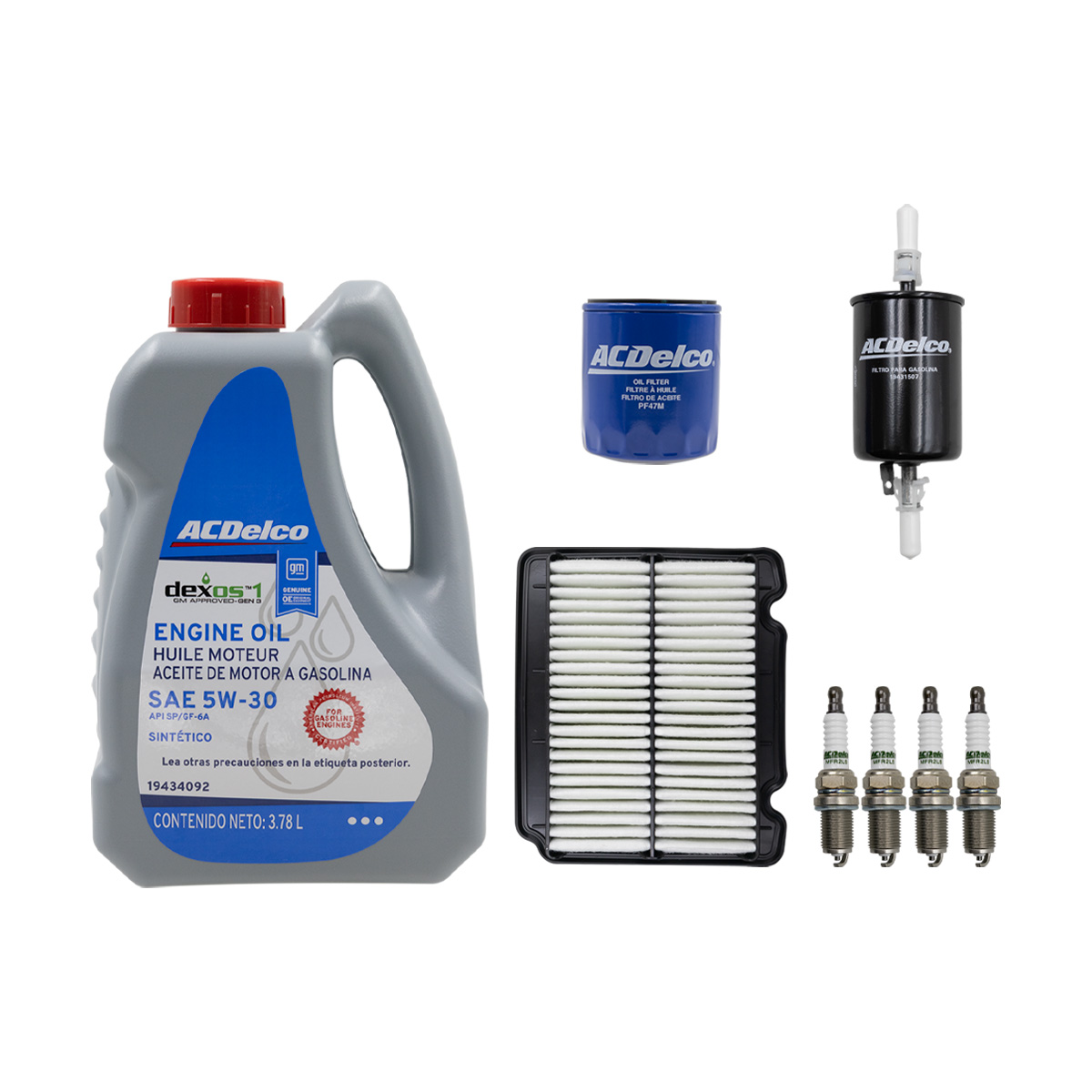 KIT AFINACION Y ACEITE GENERAL MOTORS AVEO CIL: 4L SINT CAR: 5W30 MOT: 1.6L