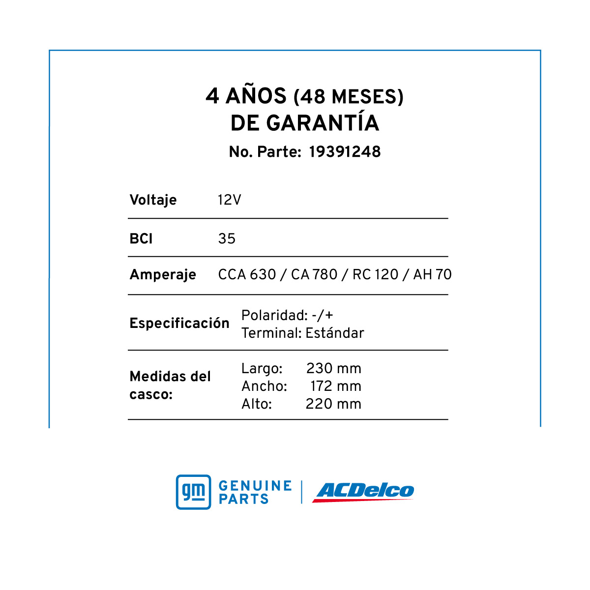 ACUMULADOR   630 CAR: 780 P-P+